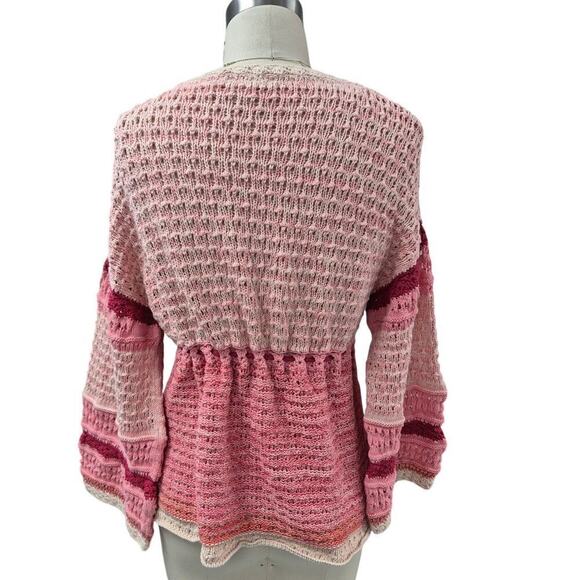 Sundance Free In Spirit Open Front Cardigan Knit Pink Sz S - Picture 8 of 9